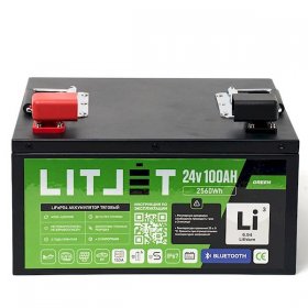 Аккумулятор литиевый LITJET 24V 100 Ah, Bluetooth, IP67, металлический корпус